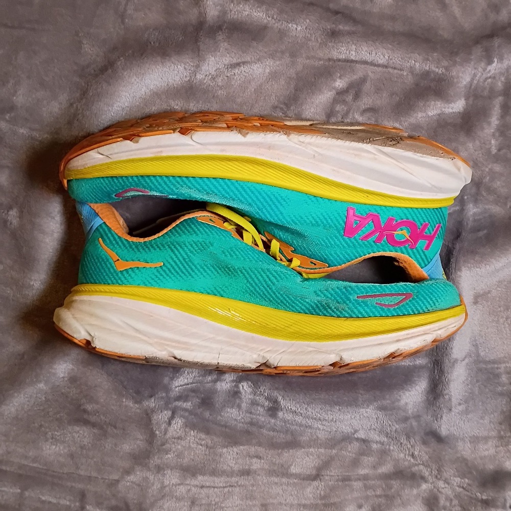 Hoka Clifton 9 Womens Running Shoes Teal Yellow Orange 1127896‎ CEPR Size 9B